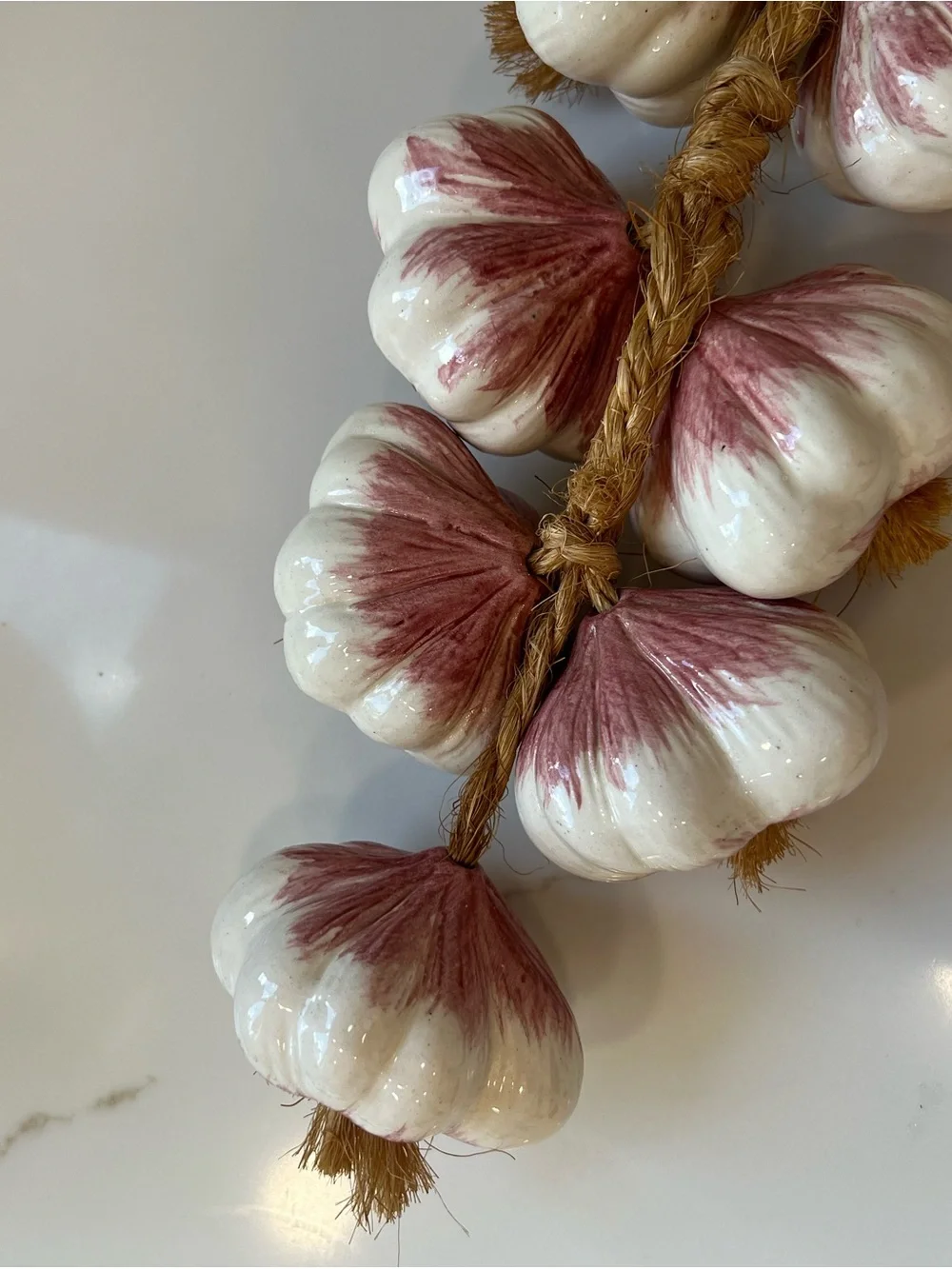 Vintage Ceramic Garlic Bulb Hanging Braid - kitchen decor